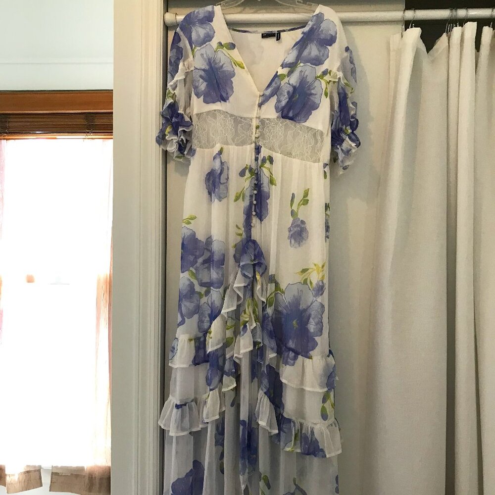 NWT ASOS Lace Cut-Out Ruffle Hem Floral Dress, New w/Tags, Size 10